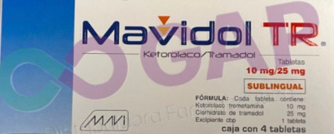 GE KETOROLACO/TRAMADOL MAVIDOL TR SUBLINGUAL 4 TABLETAS