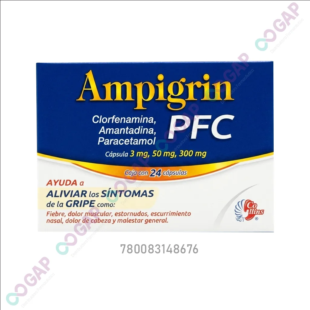 GE CLORFENA/AMANTADI/PARACETA AMPIGRIN PFC 3/50/300MG CAJA C/24 CAPS
