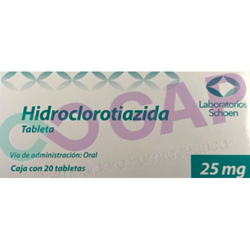 GE HIDROCLOROTIAZIDA 25 MG 20 TABLETAS