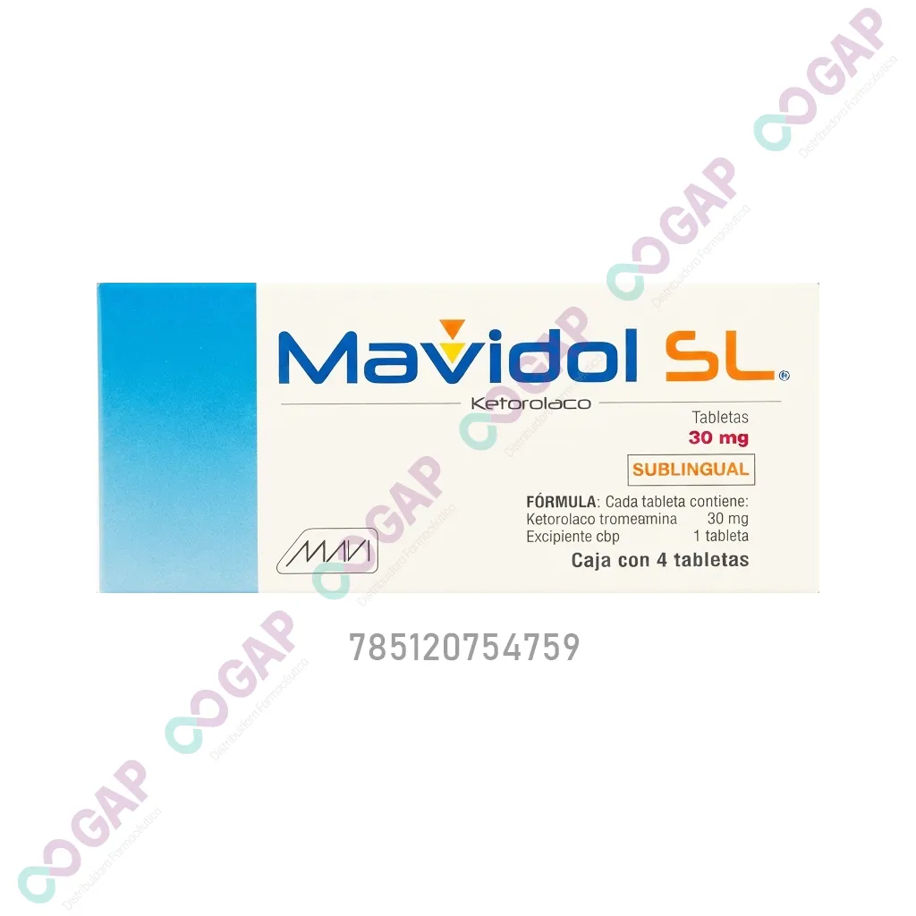GE KETOROLACO MAVIDOL SL 30 MG 4 TABLETAS SUBLINGUAL