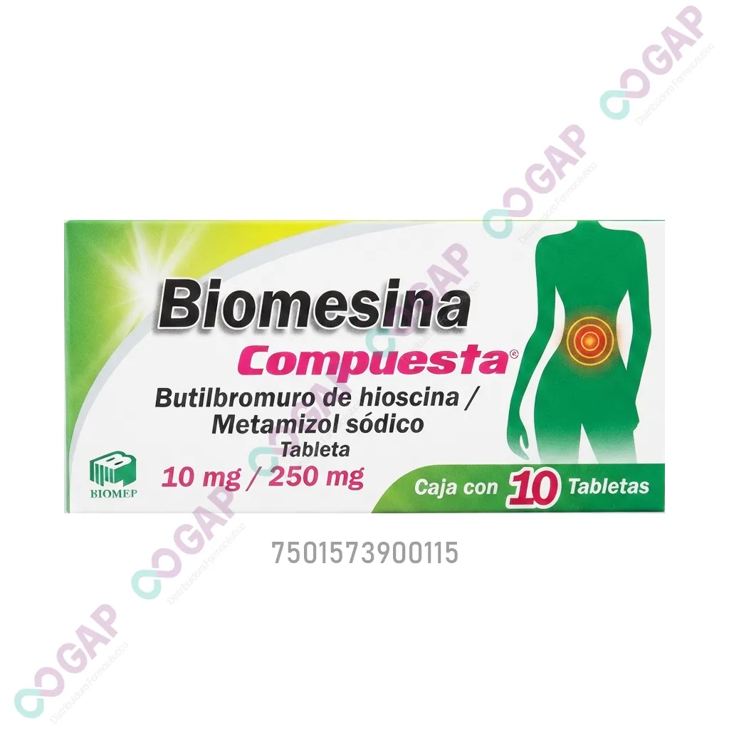 GE BUTILHIOSCINA/METAMIZOL SODICO BIOMESINA COMP 10/250MG 10 TABLETAS