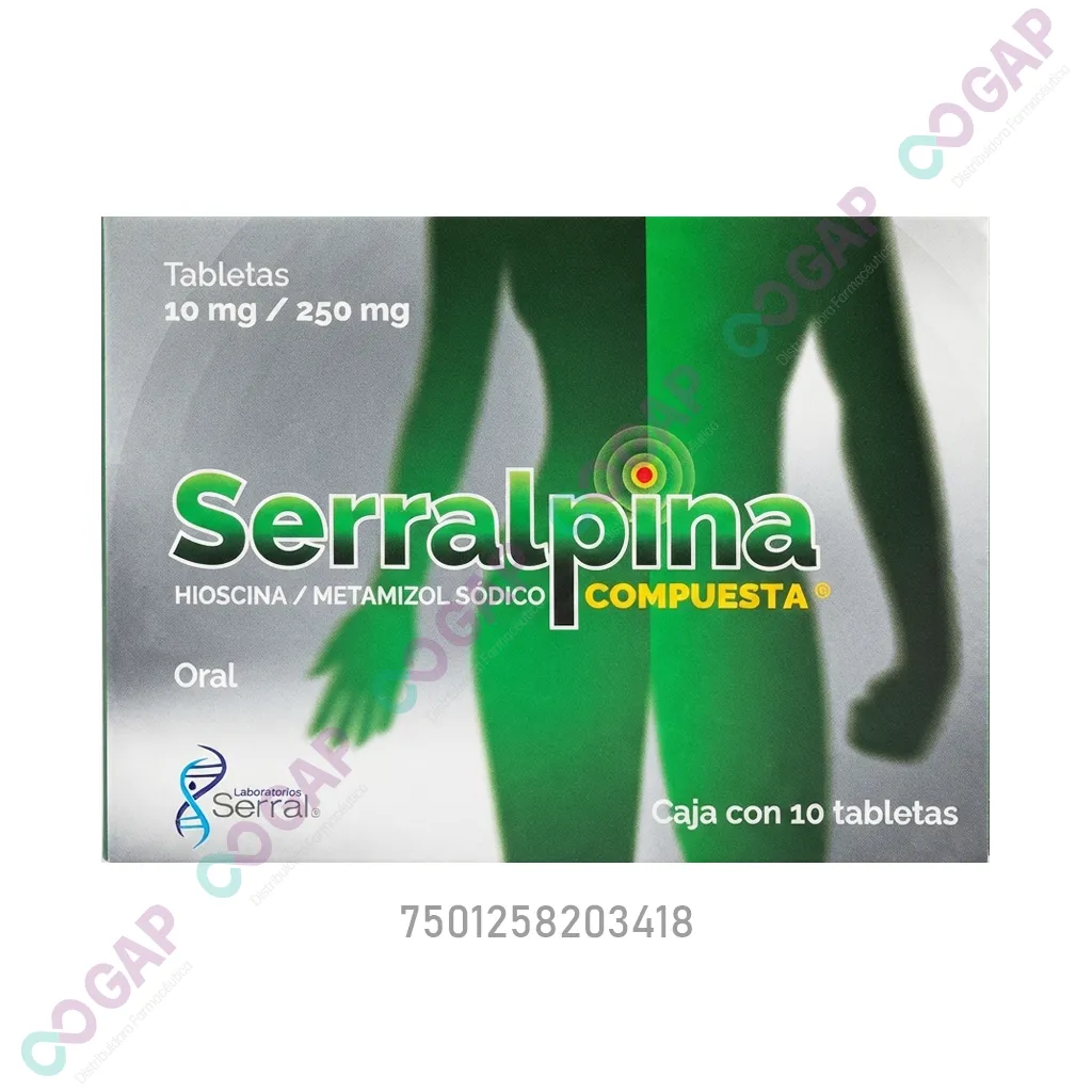 GE HIOSCINA/METAMIZOL SODICO 100MG/250MG C/10 TAB SERRALPINA COMPUESTA
