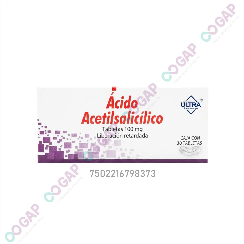 GE ACIDO ACETILSALICILICO ULTRA 100 MG 30 TABLETAS