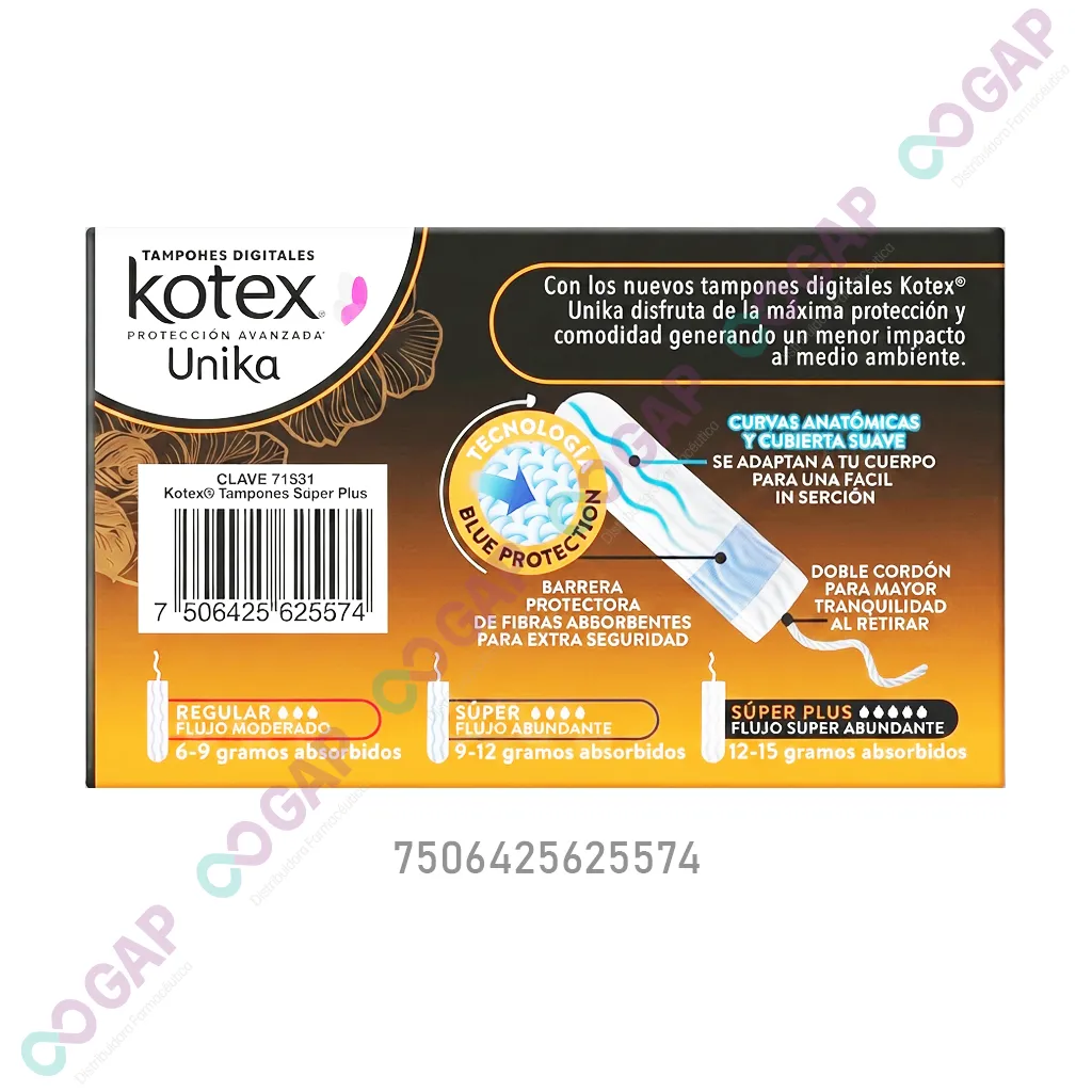 TAMPONES KOTEX UNIKA SUPER PLUS 12 PZS
