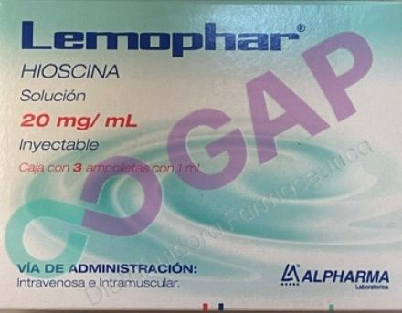 GE HIOSCINA LEMOPHAR SOL INY 20MG/ML CAJA C/3 AMP 1 ML