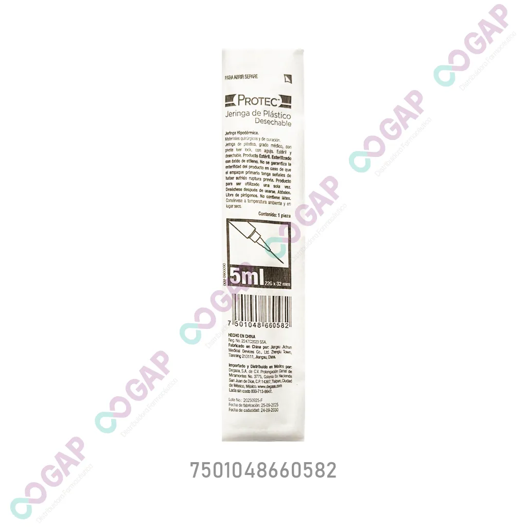 JERINGA NEGRA PROTEC 5ML 22G X 32 MM