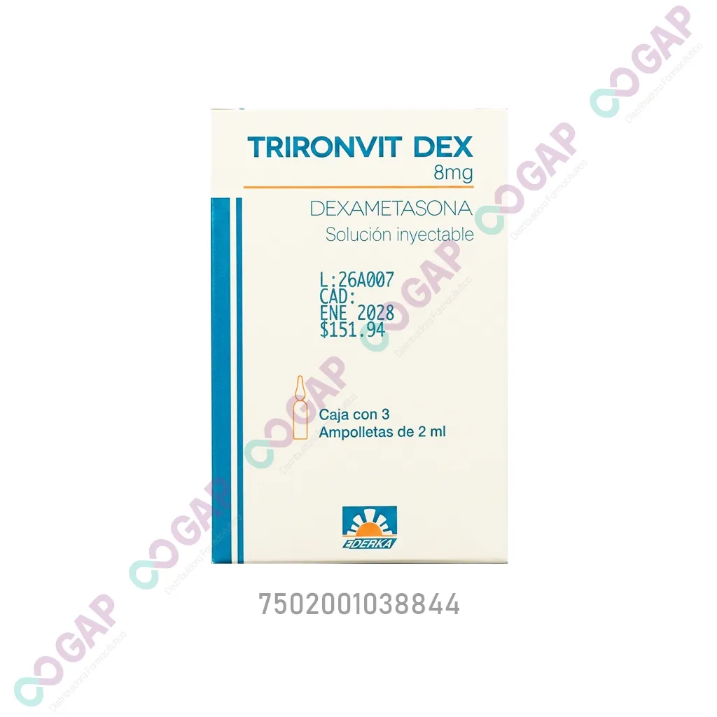 GE DEXAMETASONA TRIRONVIT DEX SOL INY C3 AMP 8 MG