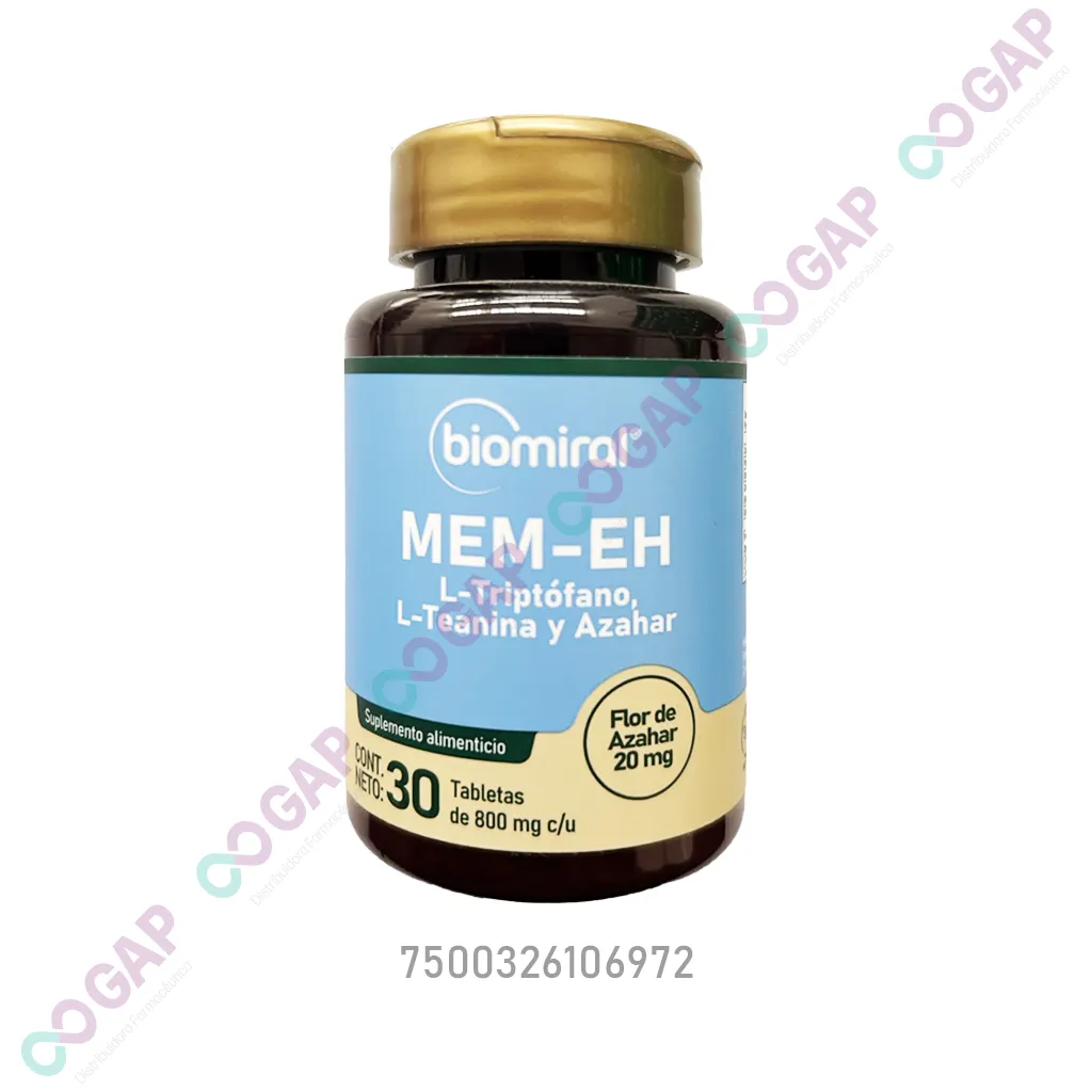 MEM-EH LTRIPTOFANO/L-TEANINA/AZAHAR 800 MG 30 TABLETAS