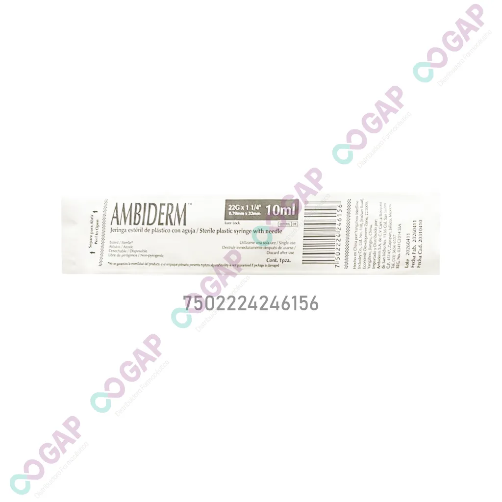 JERINGA AMBIDERM 10 ML C/AGUJA 22GX32MM 1 PZA