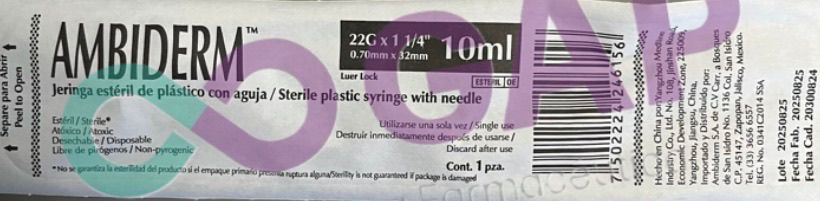 JERINGA AMBIDERM C/AGUJA 22GX32MM 1 PZA