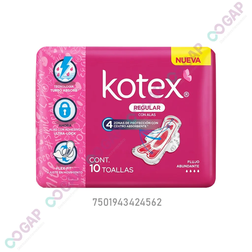 KOTEX REGULAR, 10 TOALLAS